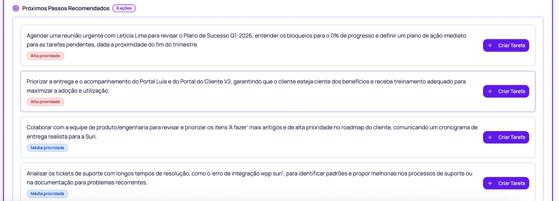 Próximos passos recomendados pela Lari AI para a reunião